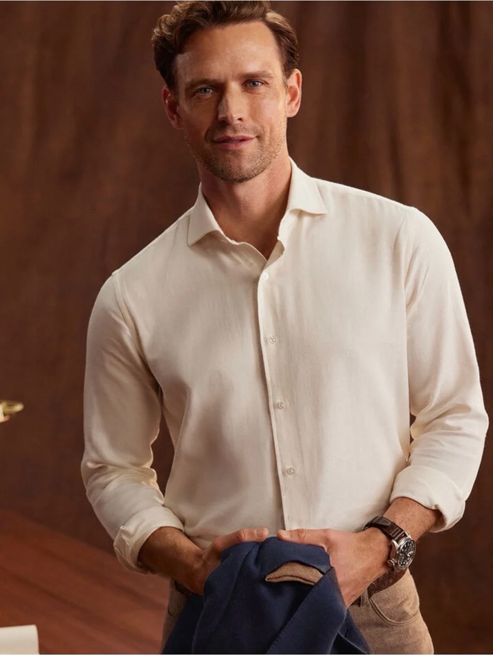 NWT Peter Millar Men's Almond Amble Solid Sport Shirt (Medium)